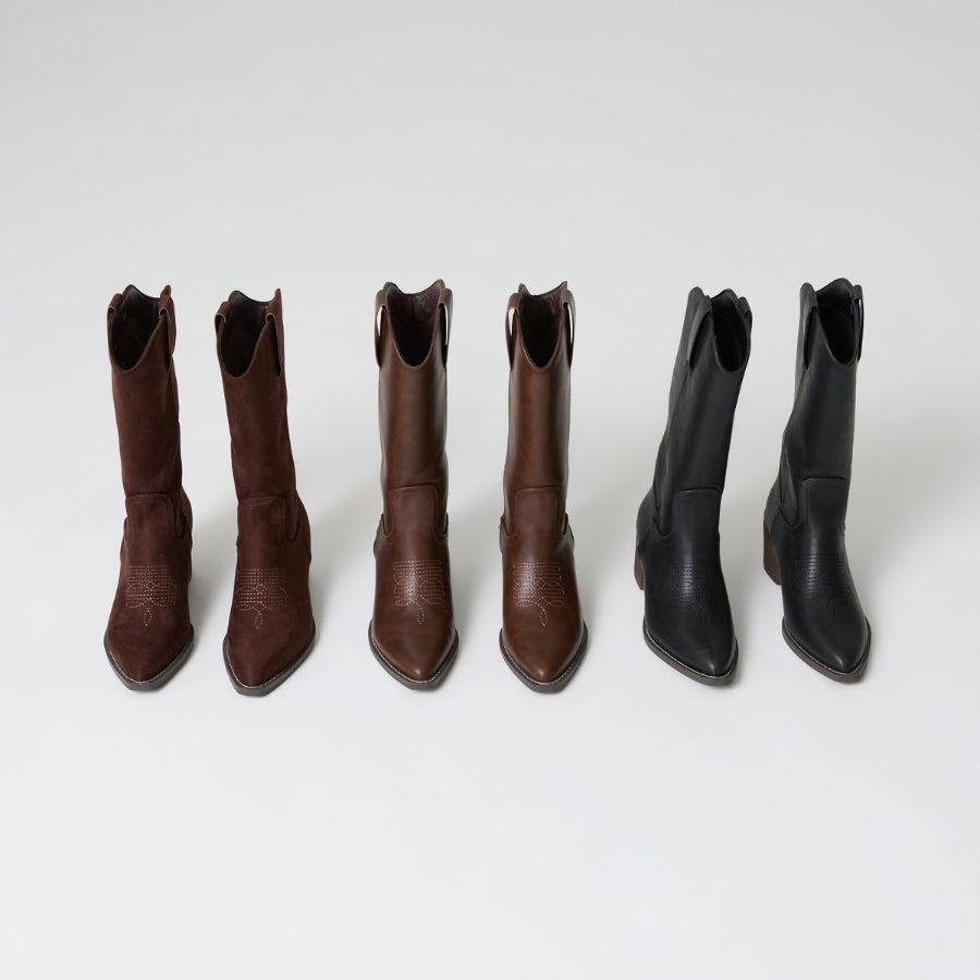 Benny Cowboy Boots - Black Distressed