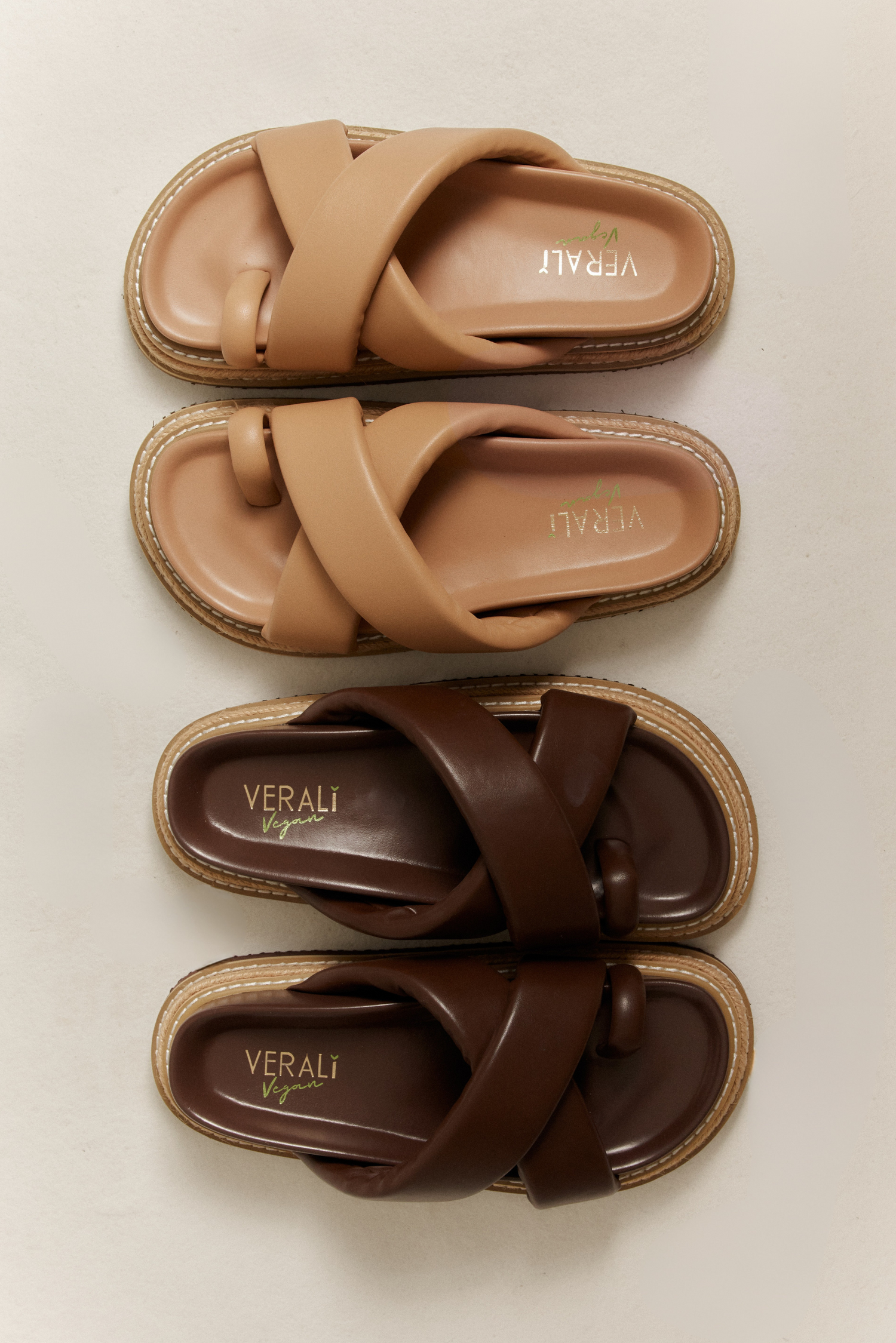 Thelma Flatform Slides - Dark Camel Tan