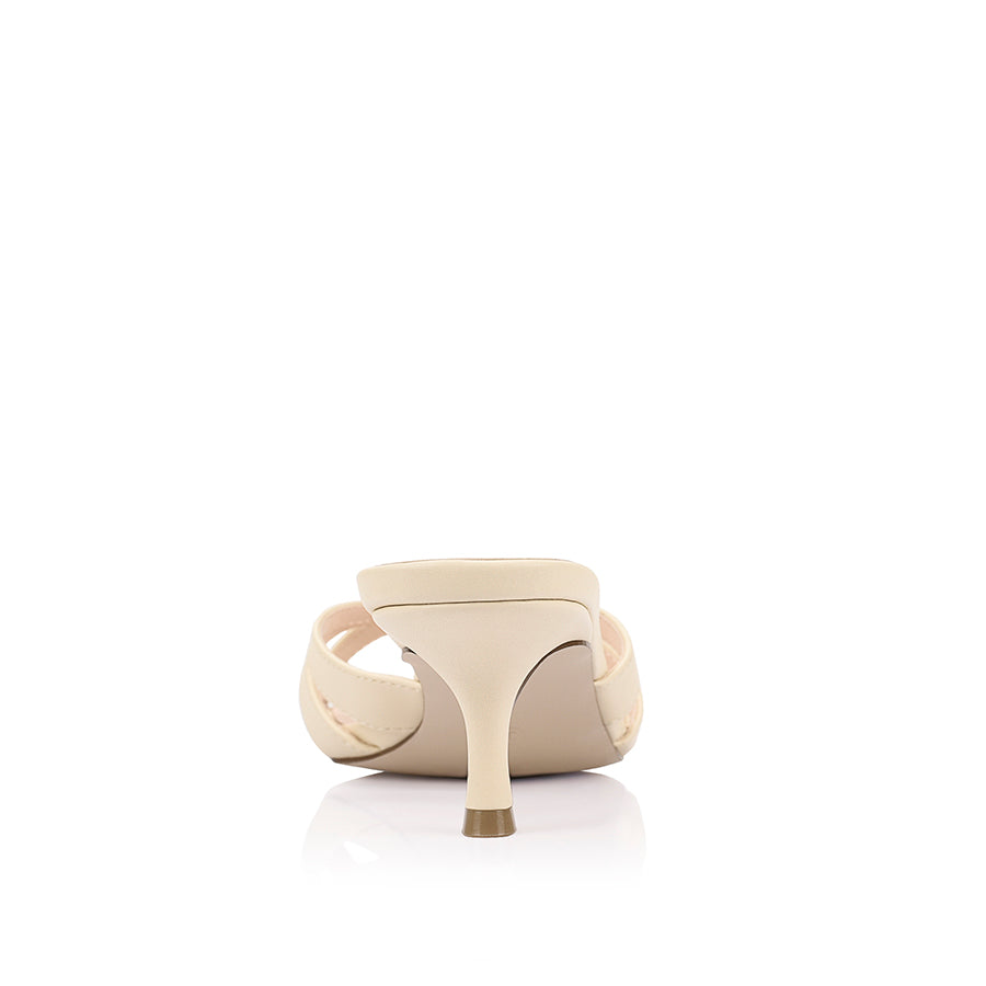 Women's buttercream yellow kitten heel mule