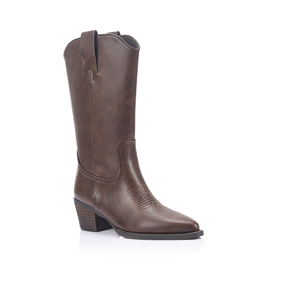 Benny Cowboy Boots - Chocolate Brown Distressed