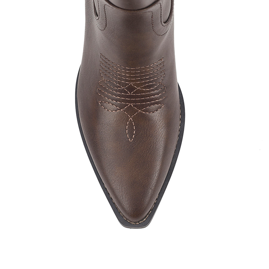 Benny Cowboy Boots - Chocolate Brown Distressed