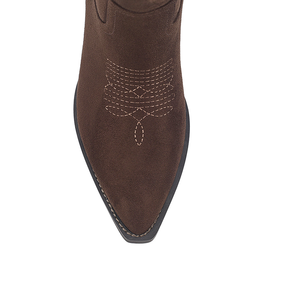 Benny Cowboy Boots - Chocolate Brown Micro