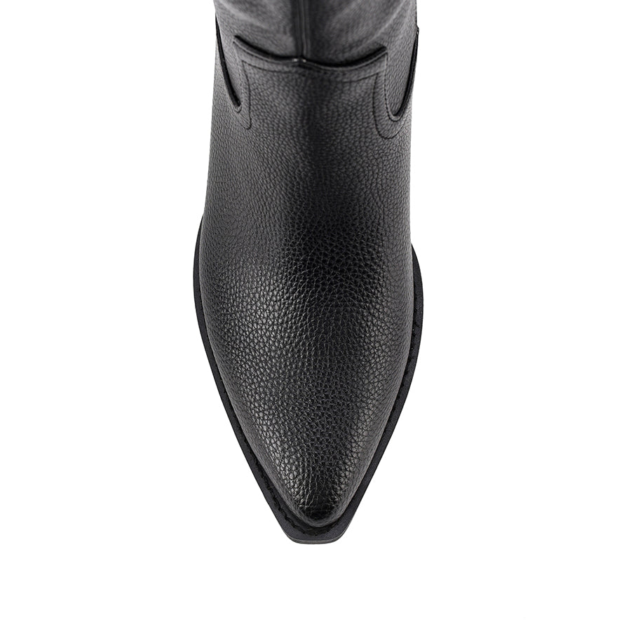 Benz Cowboy Boots - Black Pebble