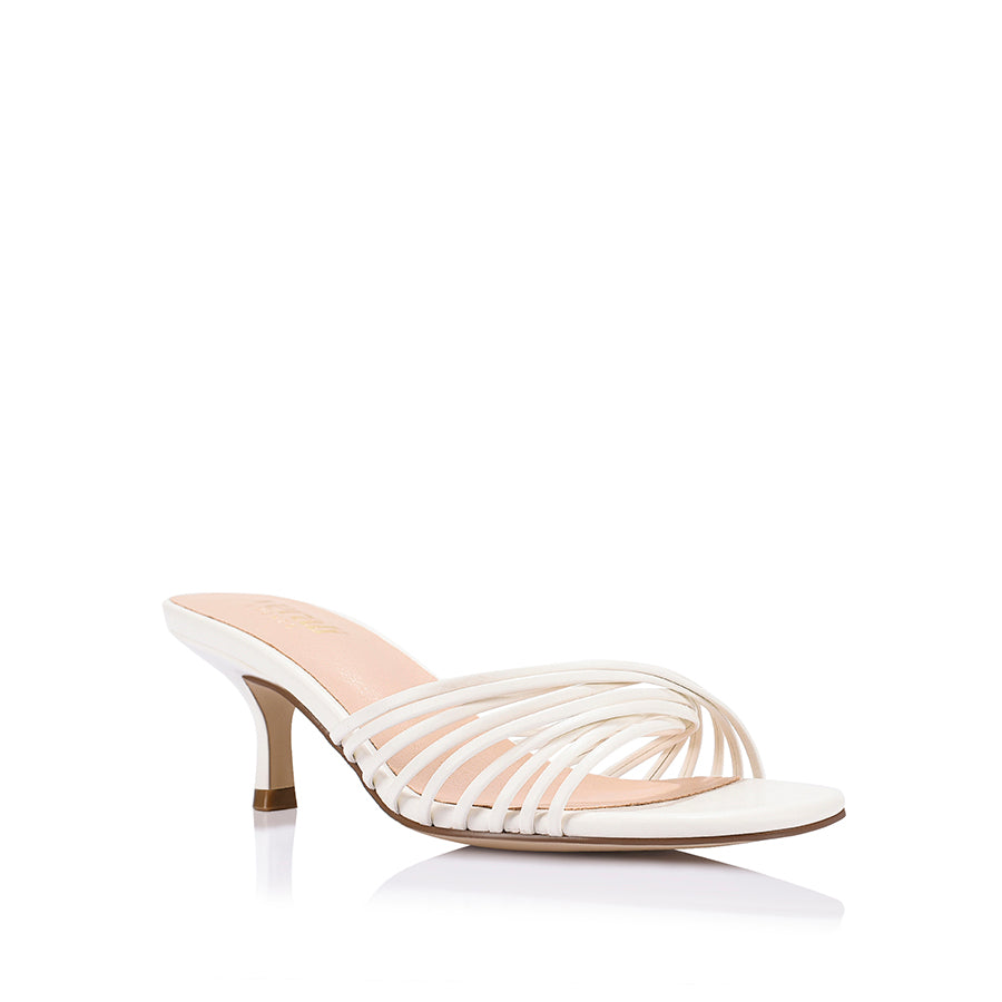 Bestie Kitten Heel Mules - Chalk White