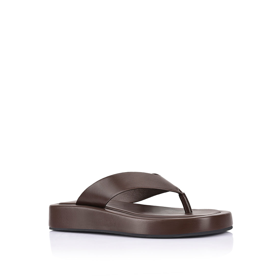 Women's chocolate brown slide on platform thong