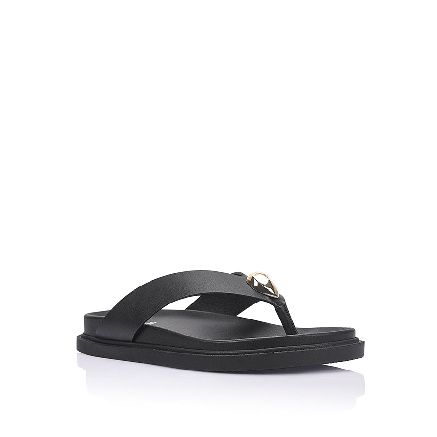 Bri Footbed Thongs - Black