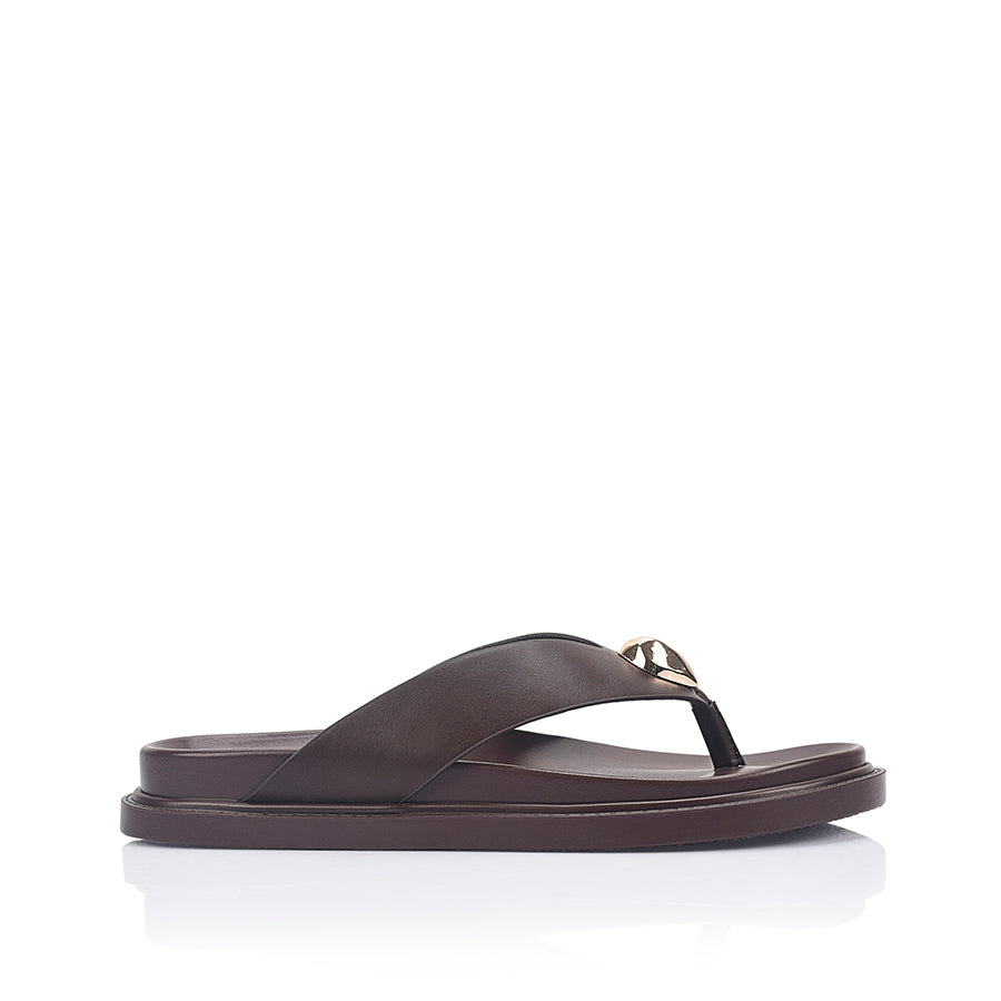 Bri Footbed Thongs - Chocolate Brown