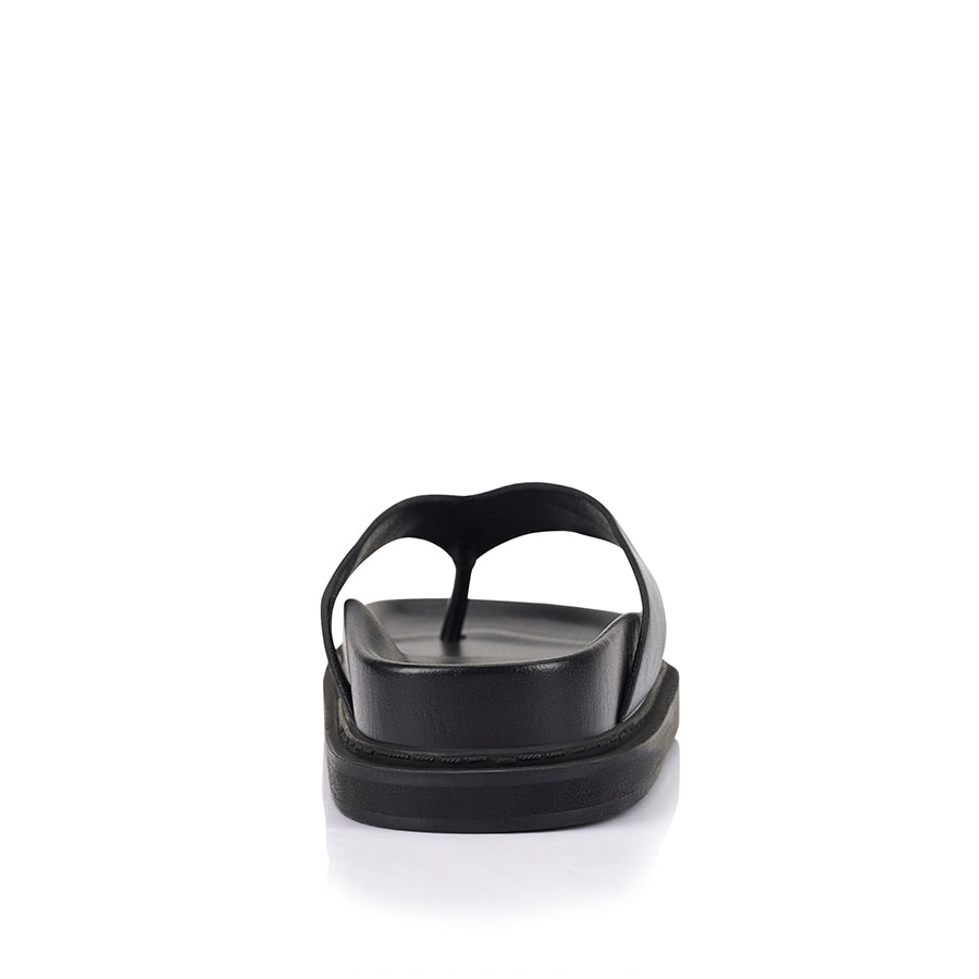 Women's black vegan footbed thongs