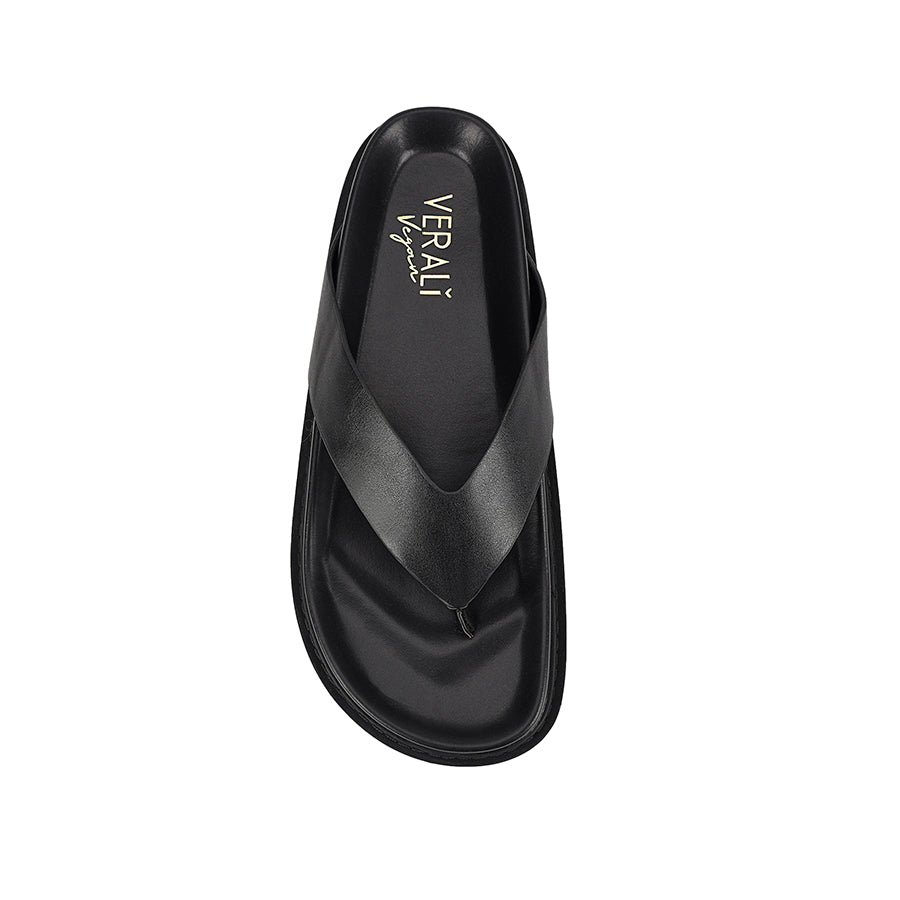 Women's black vegan footbed thongs