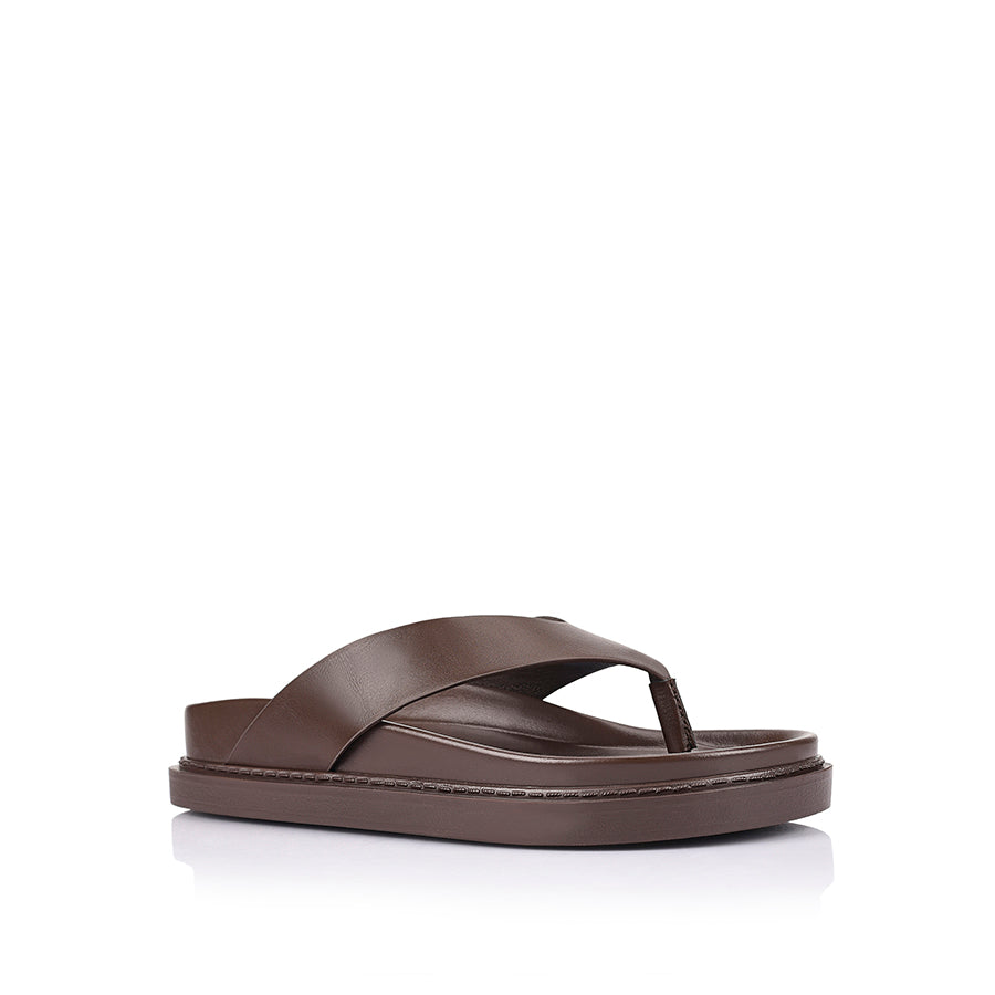 Women's chocolate brown vegan footbed thongs