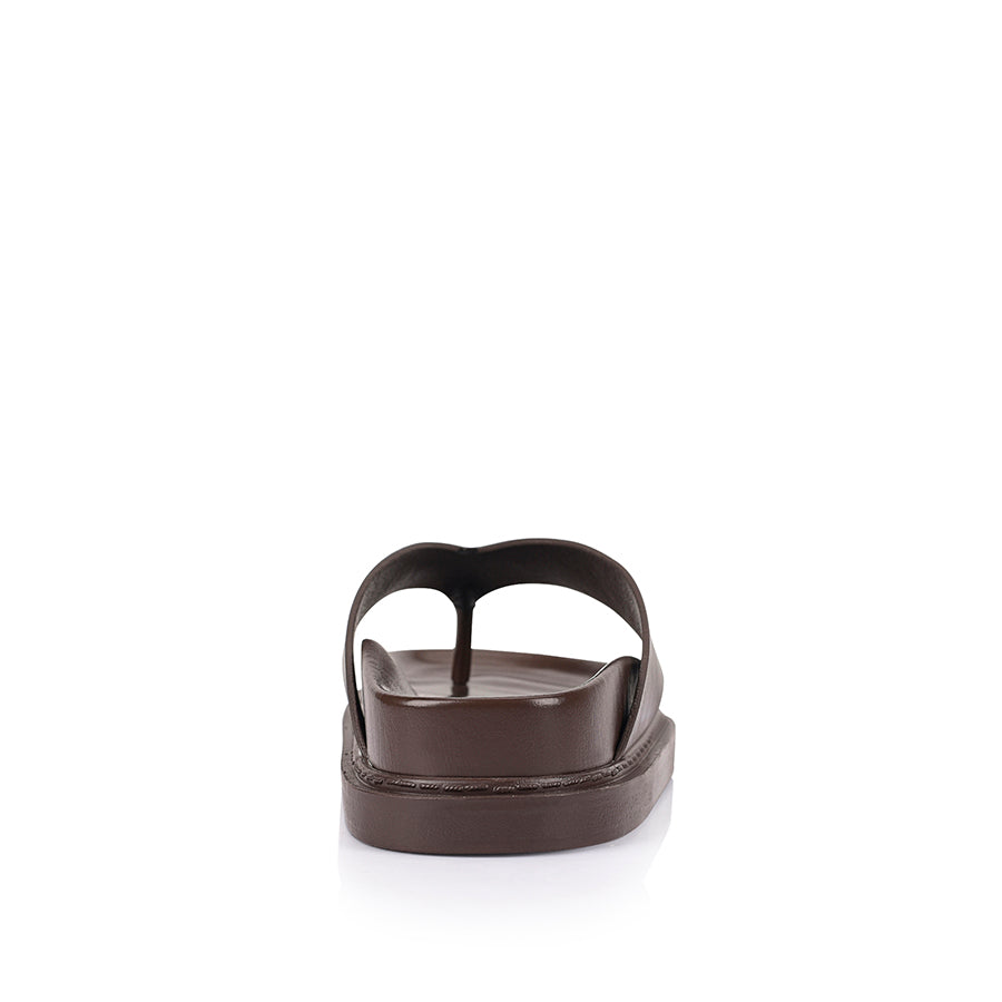Women's chocolate brown vegan footbed thongs
