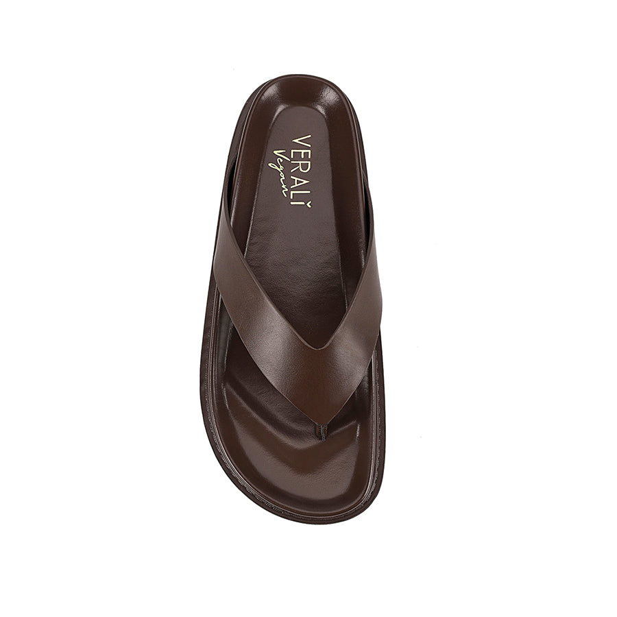 Women's chocolate brown vegan footbed thongs