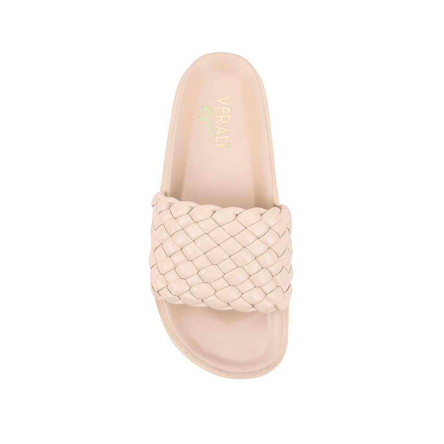 Women's bone neutral braided slip on footbed slides