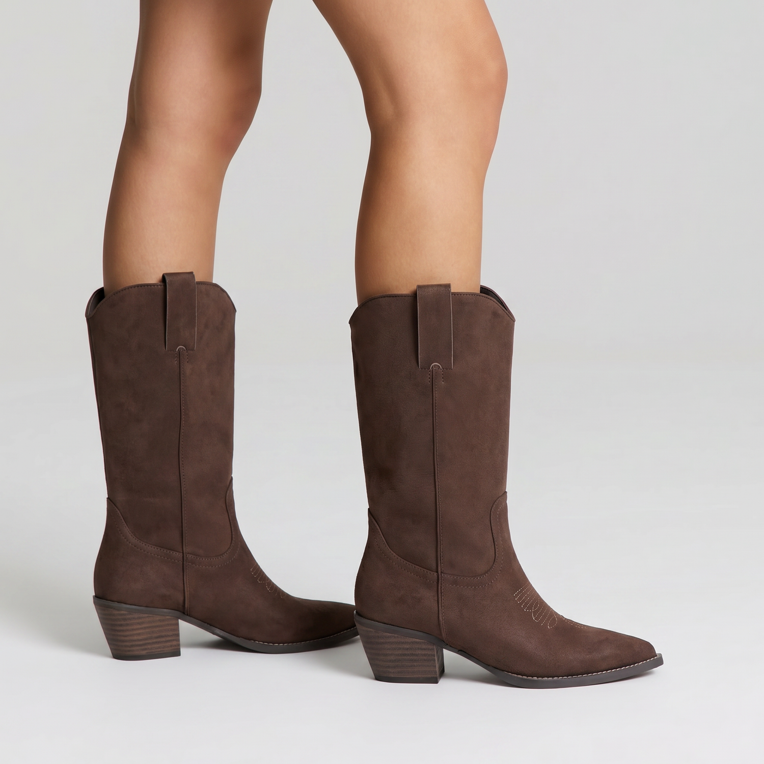 Benny Cowboy Boots - Chocolate Brown Micro