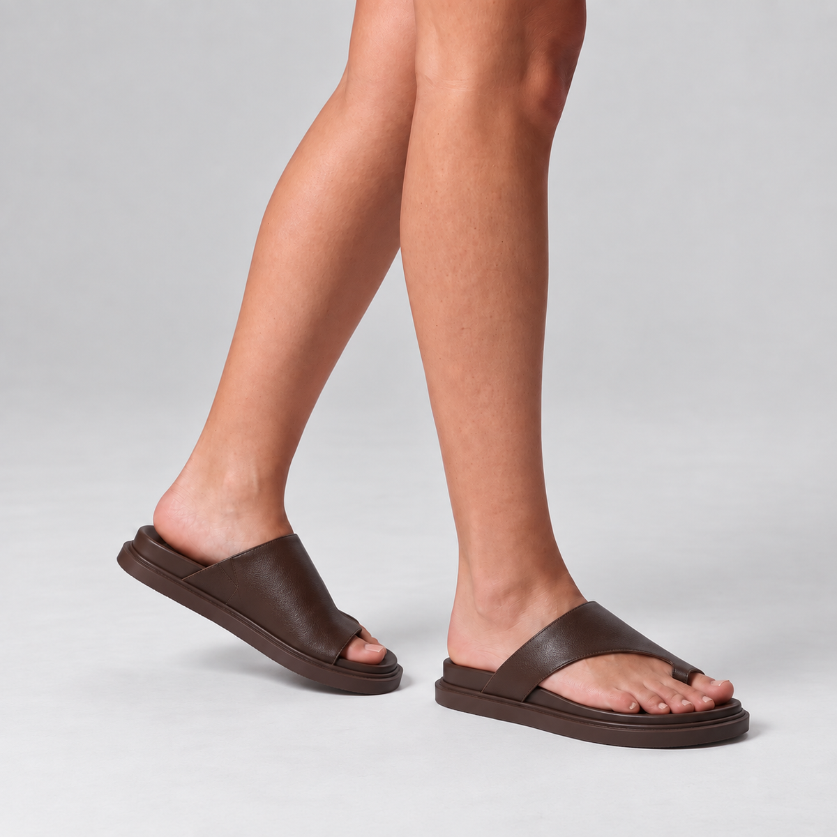 Brenda Footbed Slides - Chocolate Brown