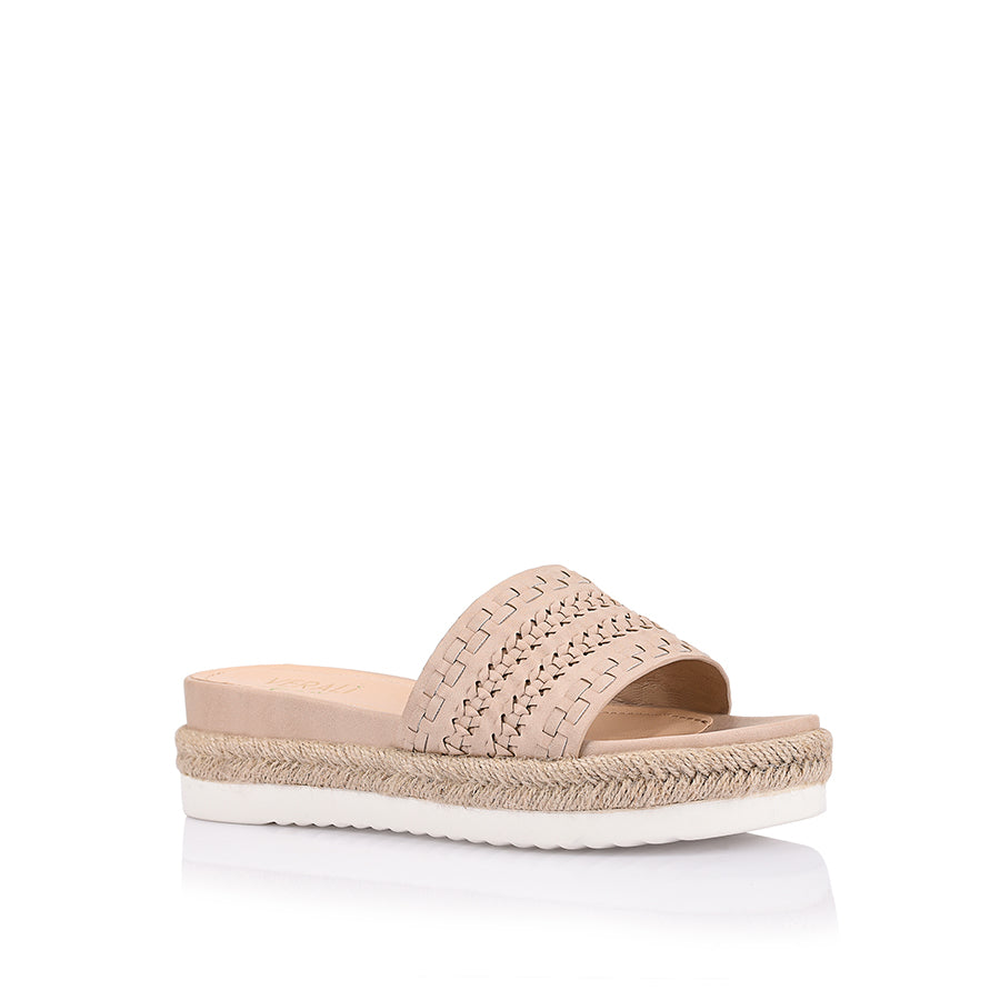 Women's platform footbed slide in blush