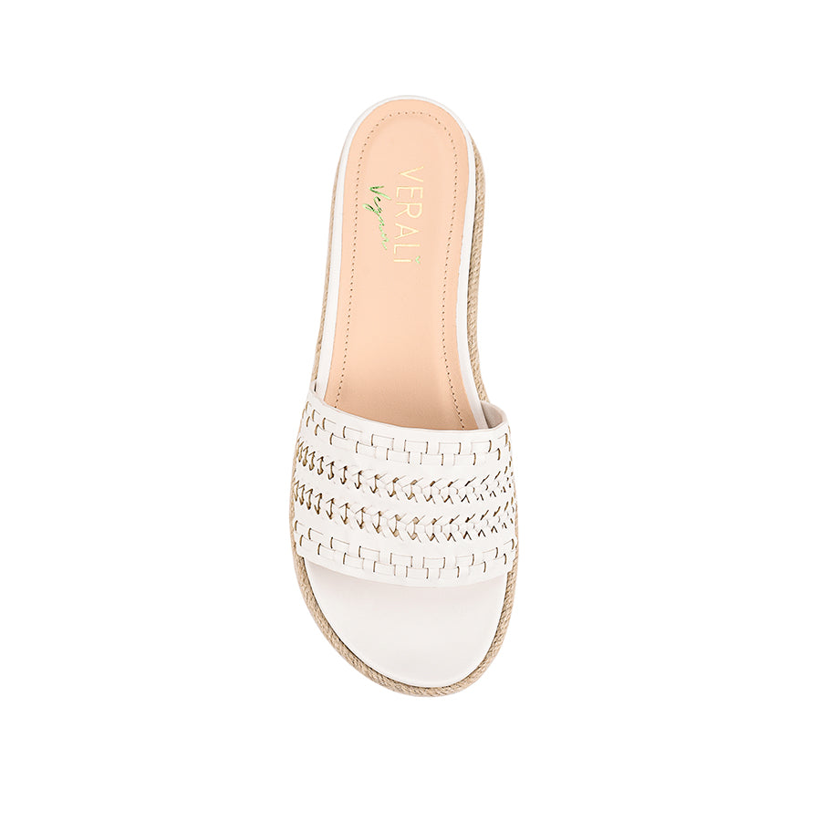 Women's platform footbed slide in white