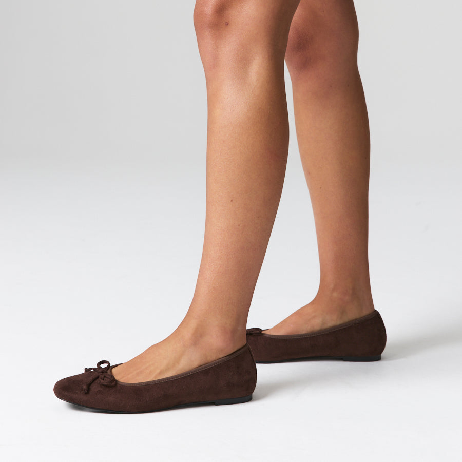 Eugenie Ballet Flats - Chocolate Brown Micro