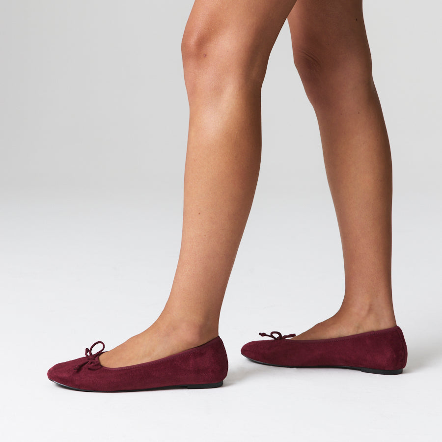 Eugenie Ballet Flats - Berry Red Micro