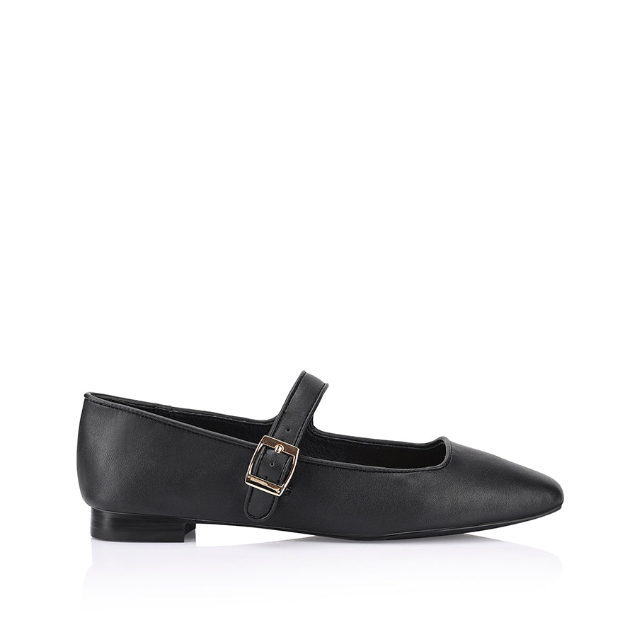 Women's block heel ballet flat with square toe and mary jane flat