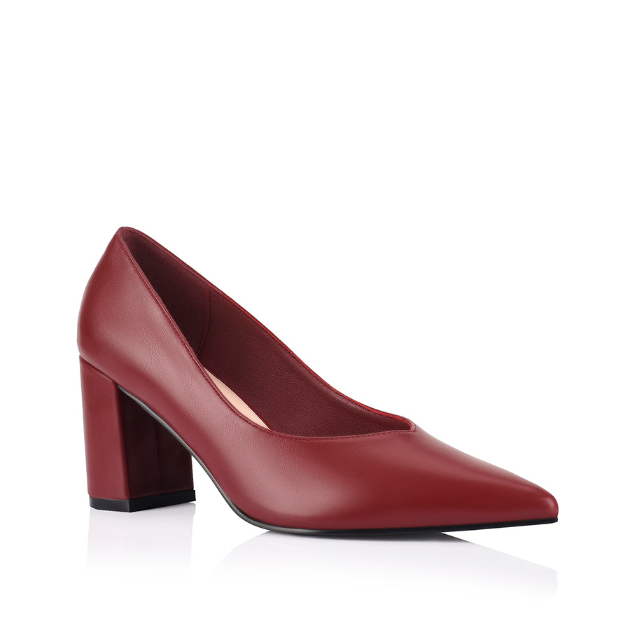 Elliot Block Heel Pumps - Berry Red