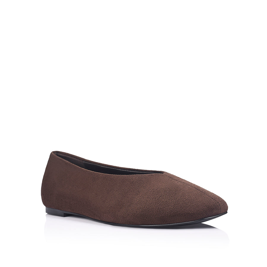 Euan Ballet Flats - Chocolate Brown Micro
