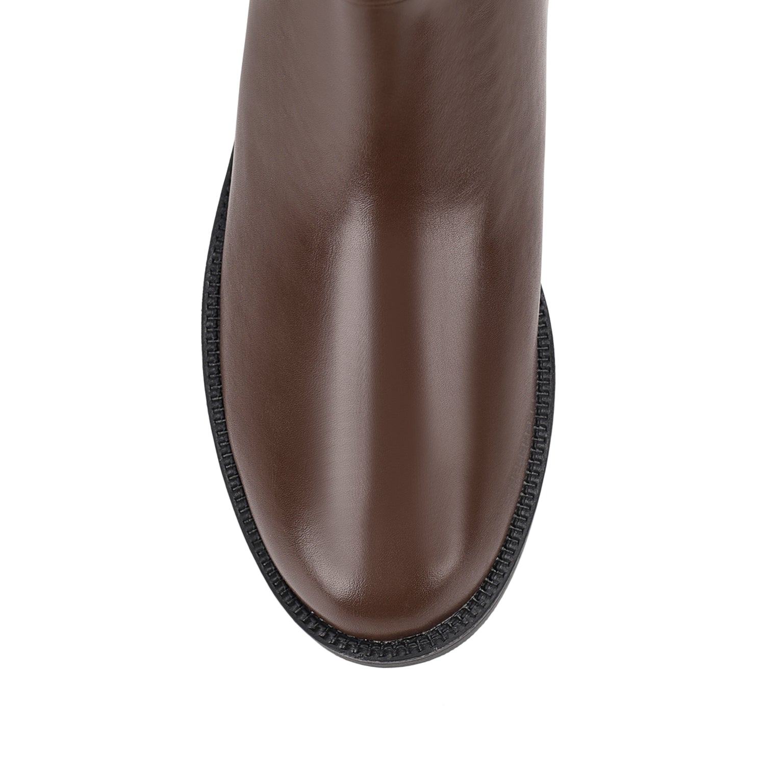 Womens chocolate brown flat knee high riding boot