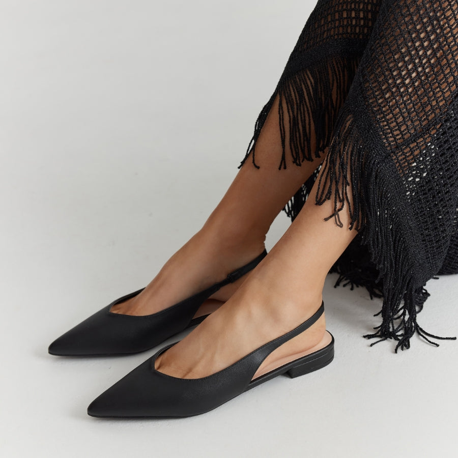 Hillary Slingback Flats - Black