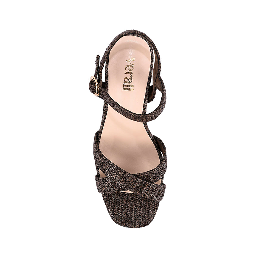 Heppell Platform Heels - Chocolate Brown Raffia