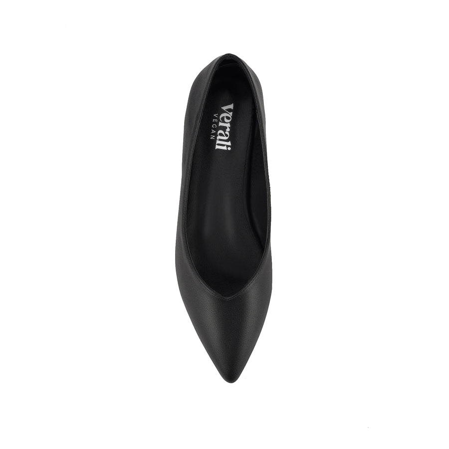 Women's black vegan ballet flats with pointed toe