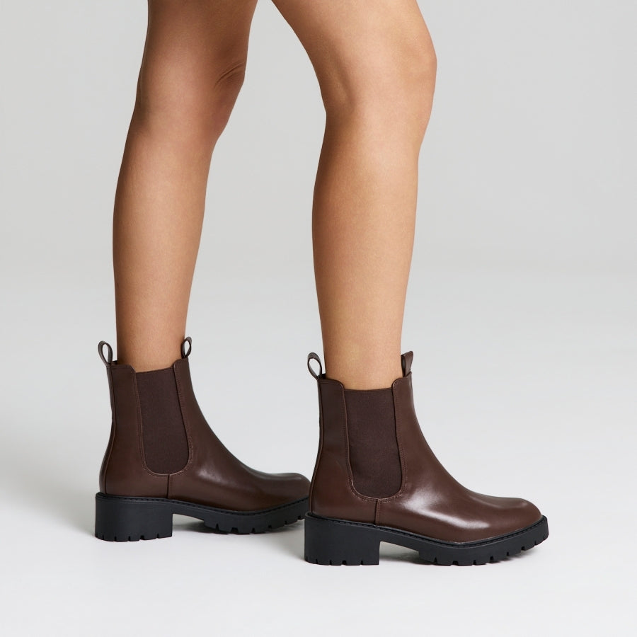 Jace Chelsea Combat Boots - Chocolate Brown