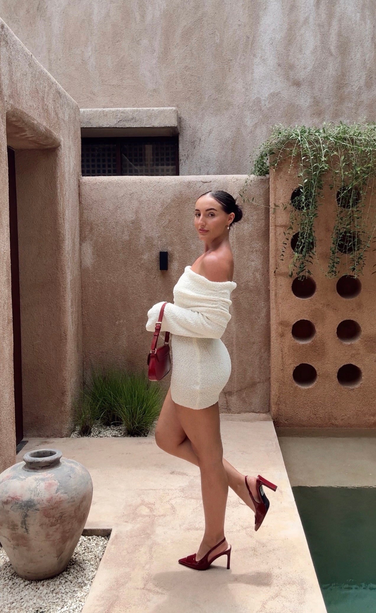 Konga Slingback Block Heels - Wine Patent