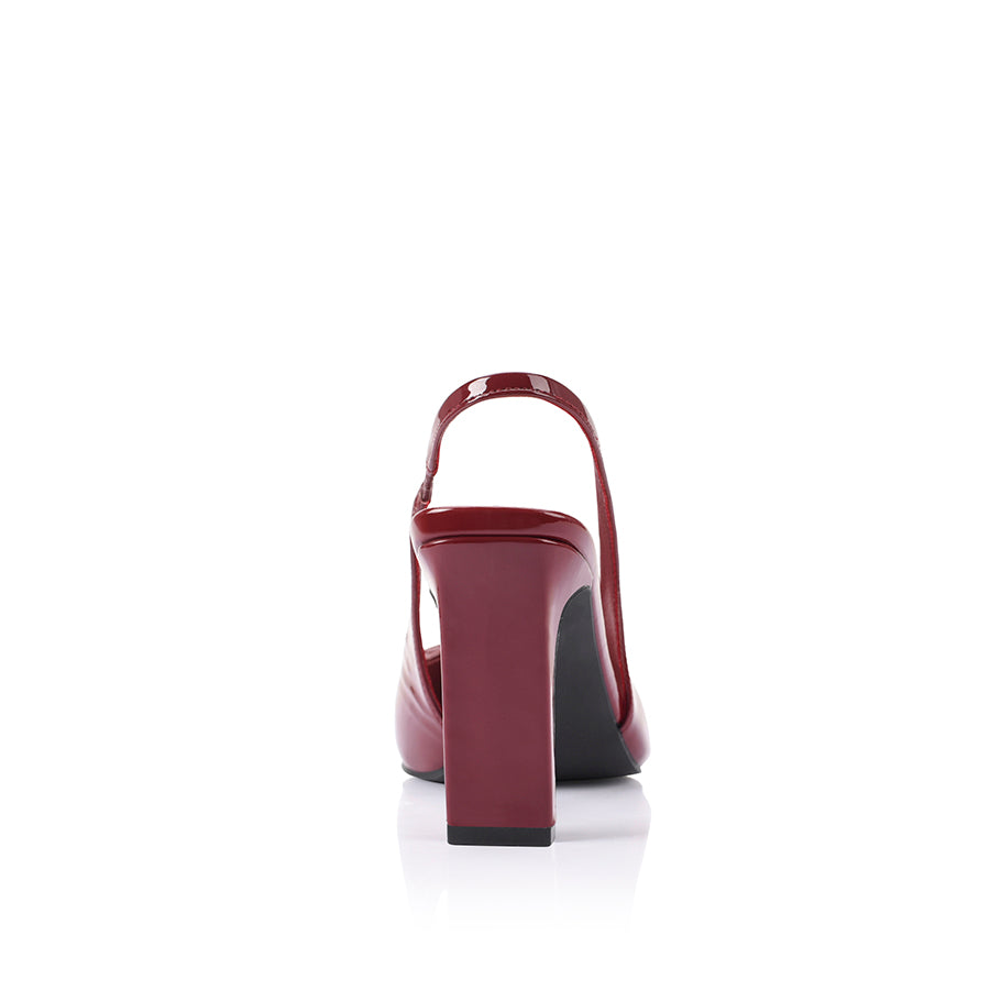 Women's red wine patent slingback with block heel