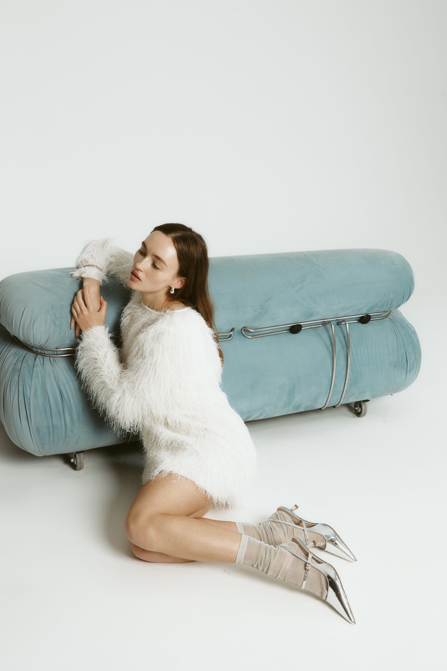 Luce Slingback Kitten Heels - Silver Mirror