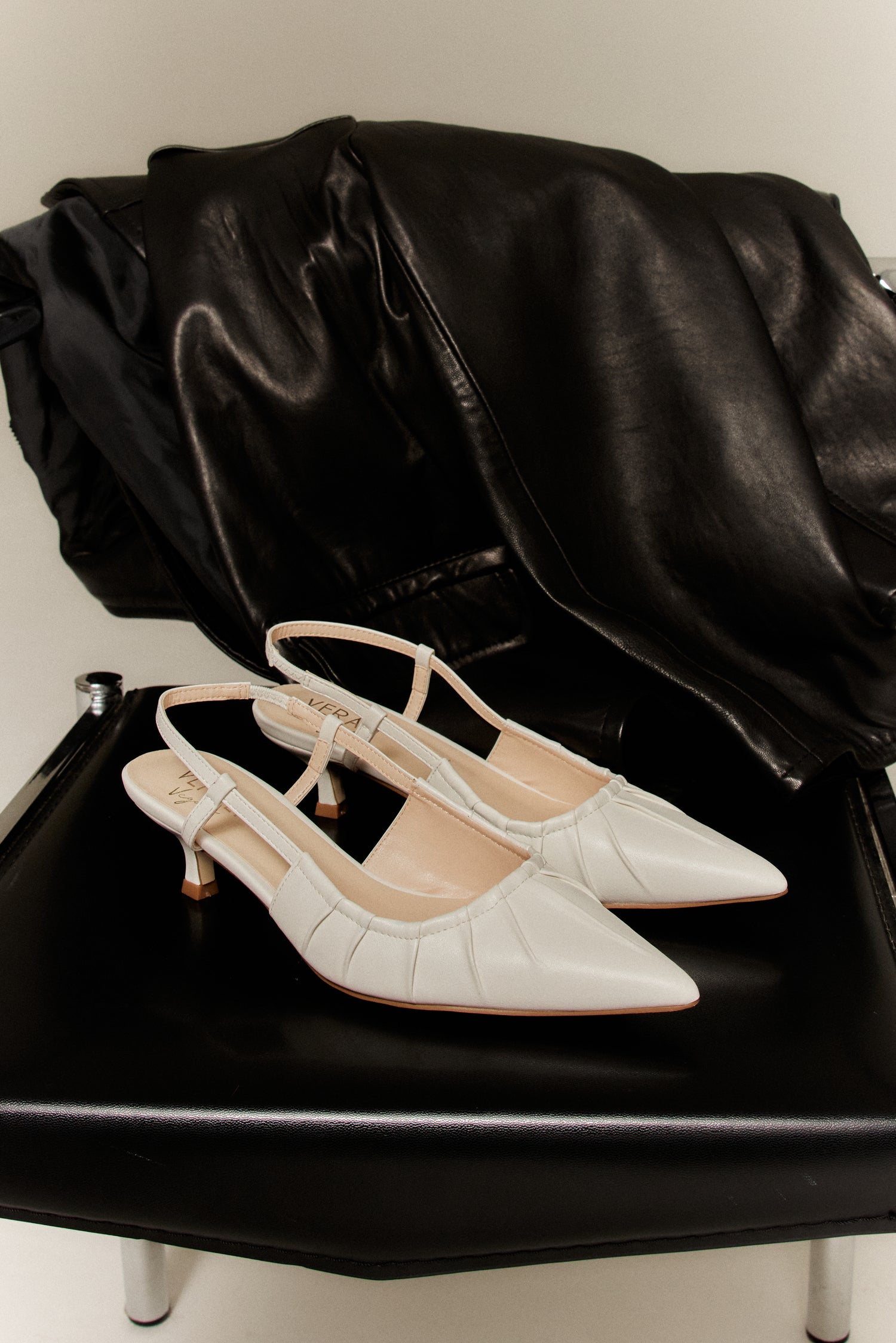 Lucius Slingback Kitten Heels - Chalk White