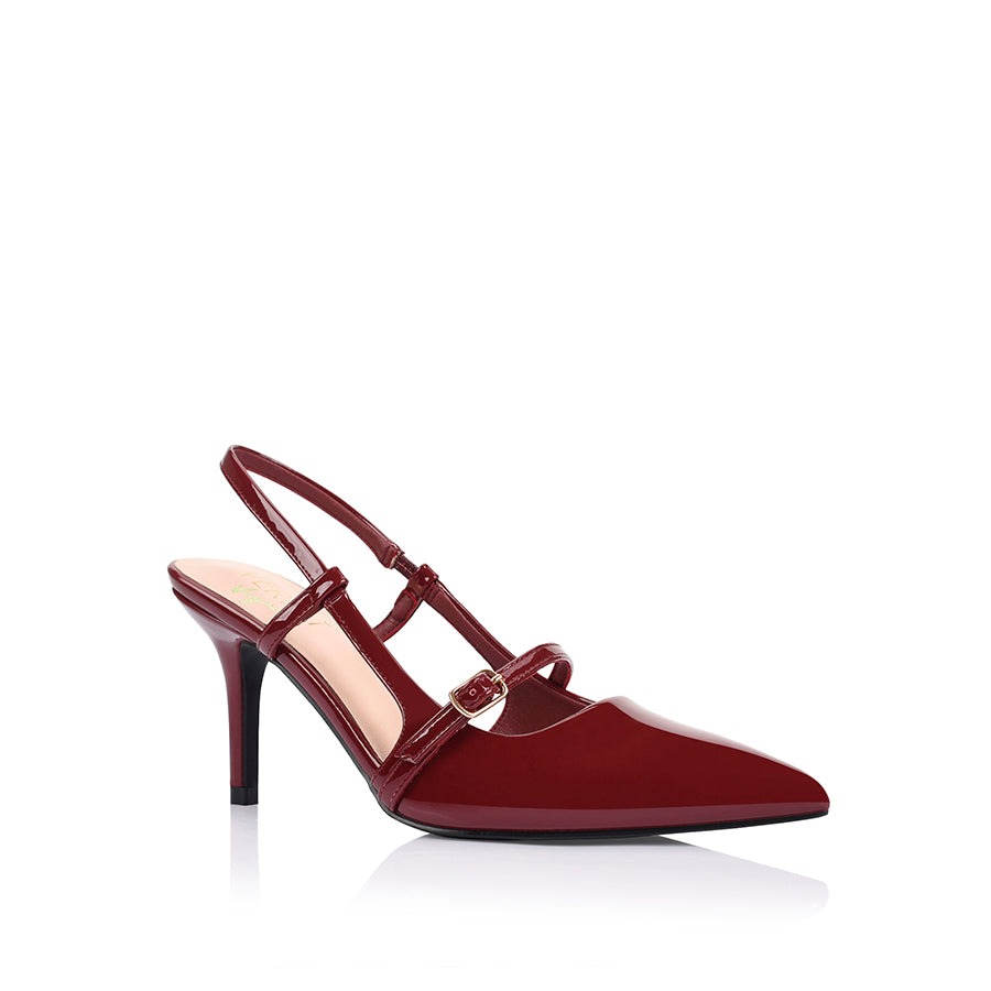 Leia Slingback Stilettos - Wine Patent