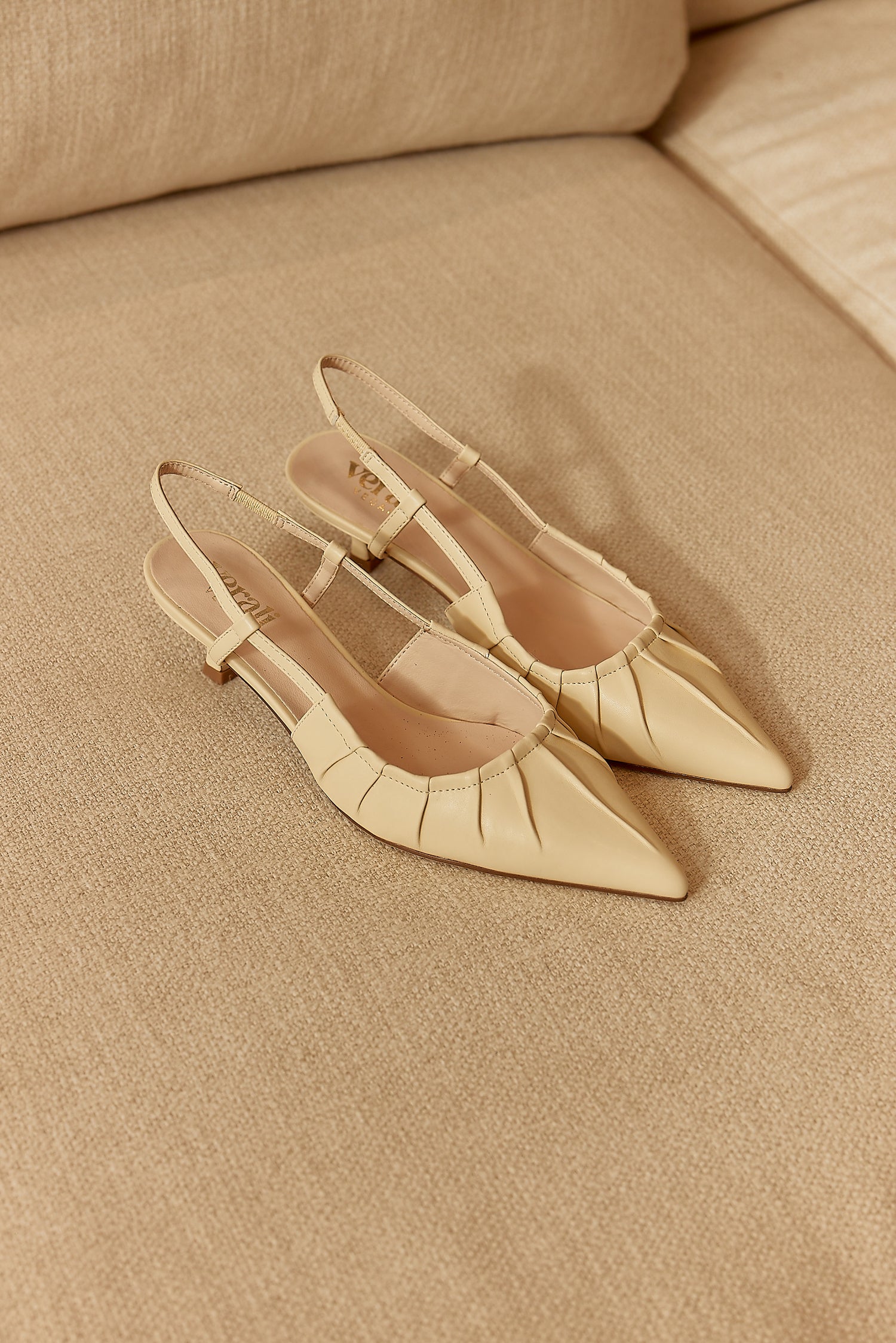 Lucius Slingback Kitten Heels - Butter Cream