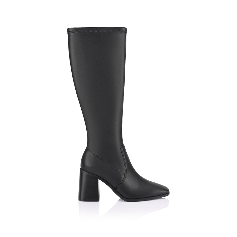 Black knee high boot with zip closure