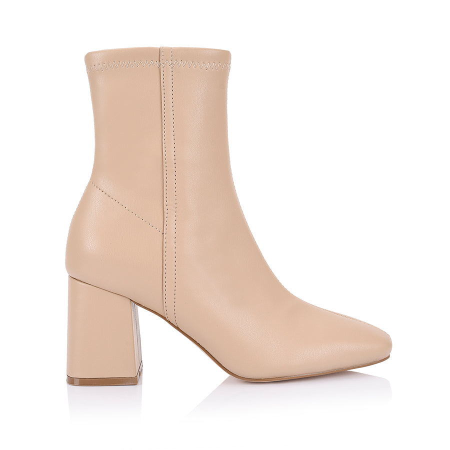Lizzo Stretch Ankle Boots - Beige Stretch