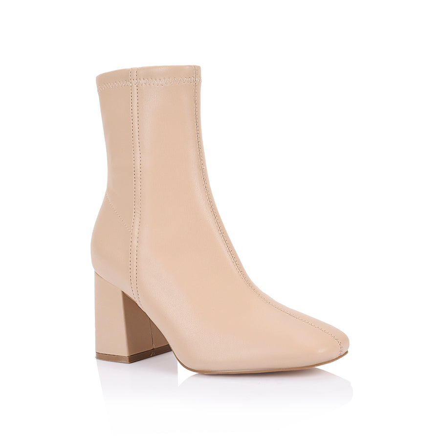 Lizzo Stretch Ankle Boots - Beige Stretch