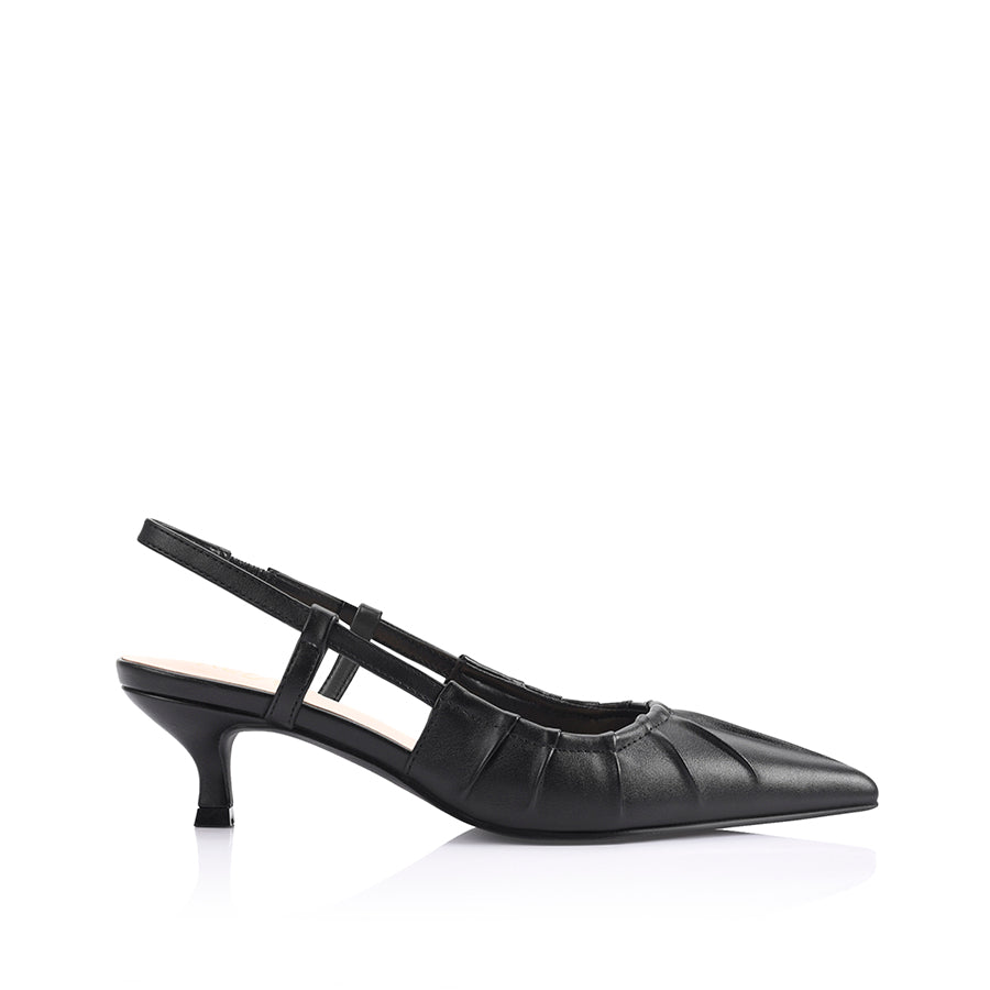 Lucius Slingback Kitten Heels - Black