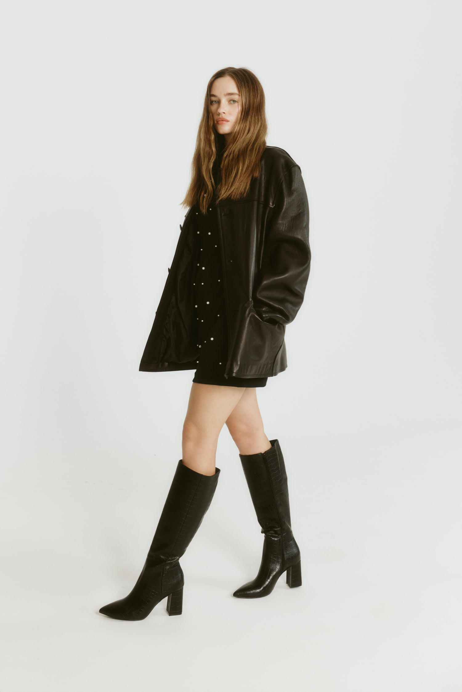 Magda Tall Boots - Black Croc