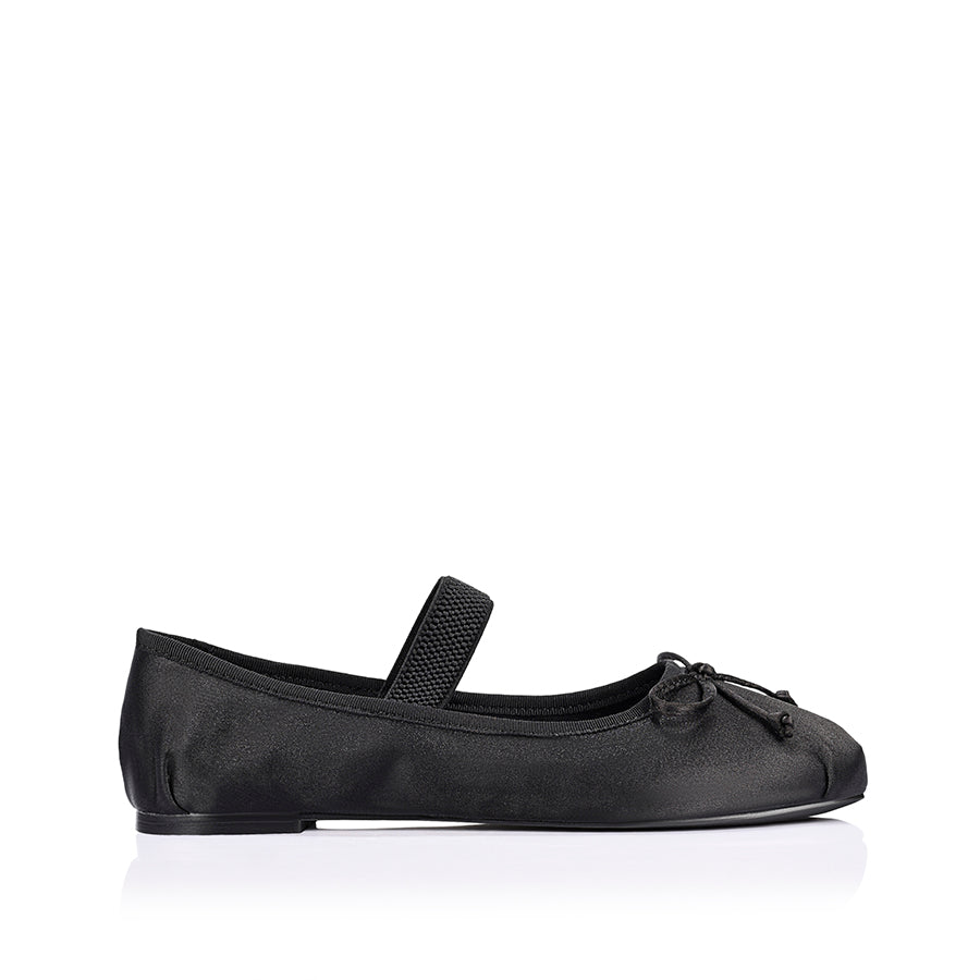 Milly Mary-Jane Flats - Black Satin