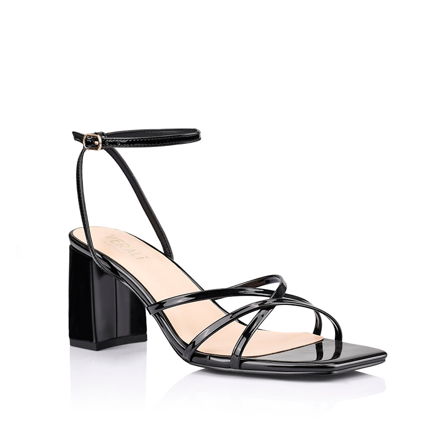Nakita Block Heel Sandals - Black Patent