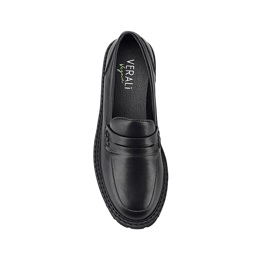 Women's chunky sole platform black loafer