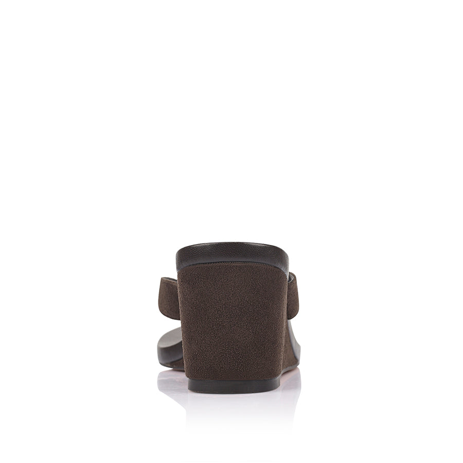 Polly Thong Wedges - Chocolate Brown Micro
