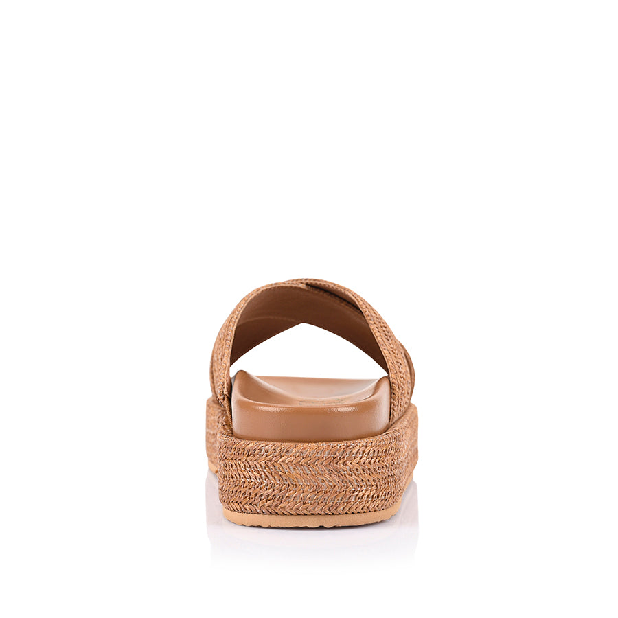 Roman Platform Slides - Tan Raffia