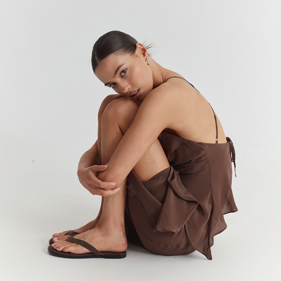 Sascha Casual Thongs - Chocolate Brown Micro