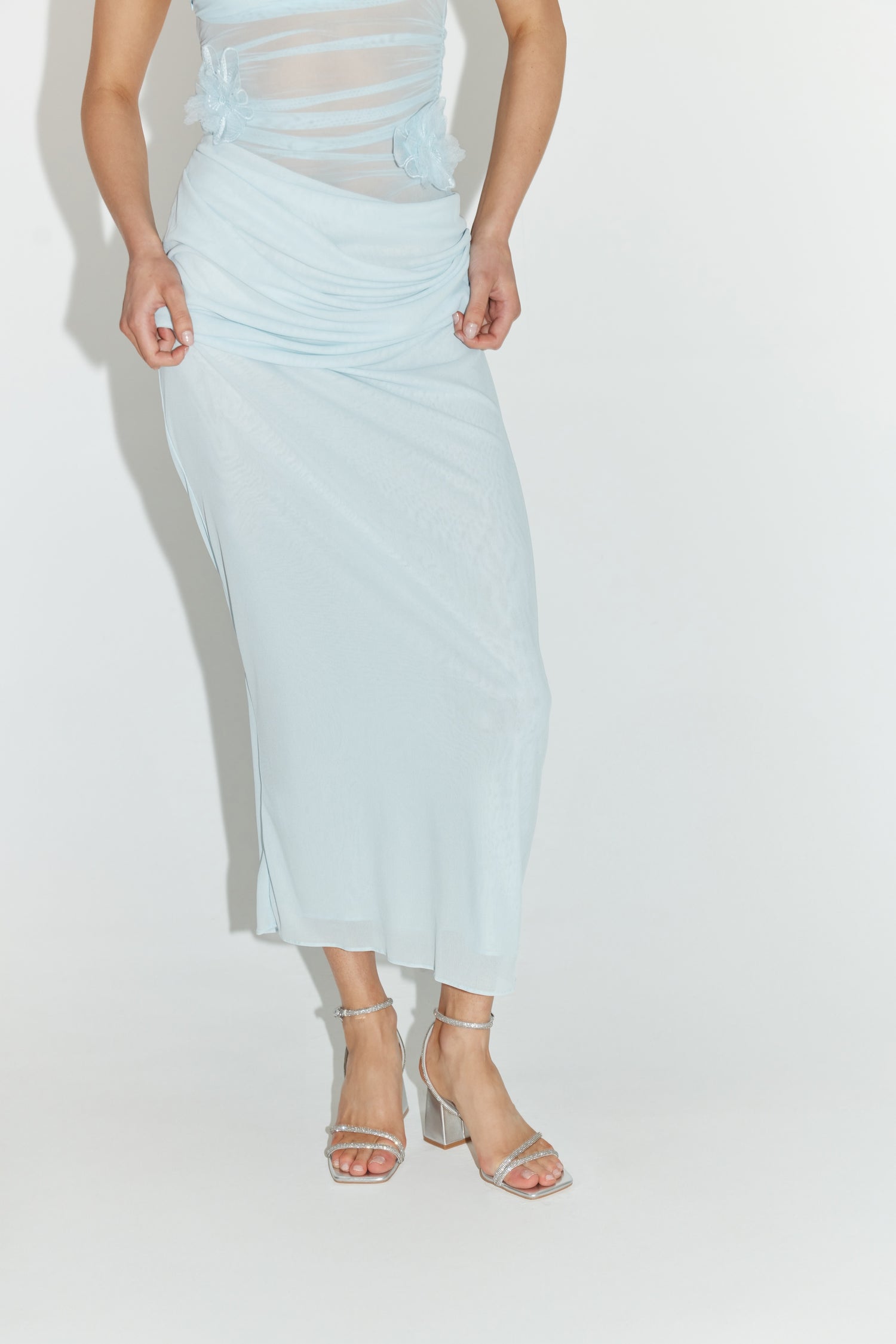 Strawberry Block Heel Sandals - Silver