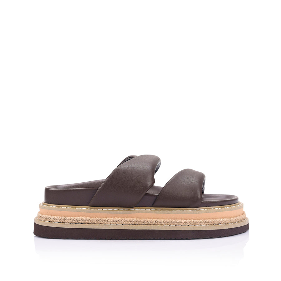Teagan Flatform Slides - Chocolate Brown